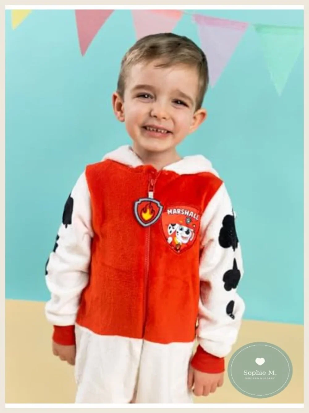 Kids Paw Patrol Marshall One-Piece Pajamas Zipper Hooded Jumpsuit